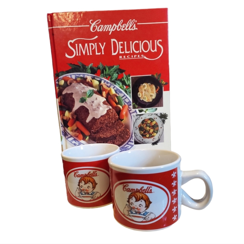 Gift Set Campbell's Simply Delicious Recipes Cookbook with Campbell's Kids Mugs